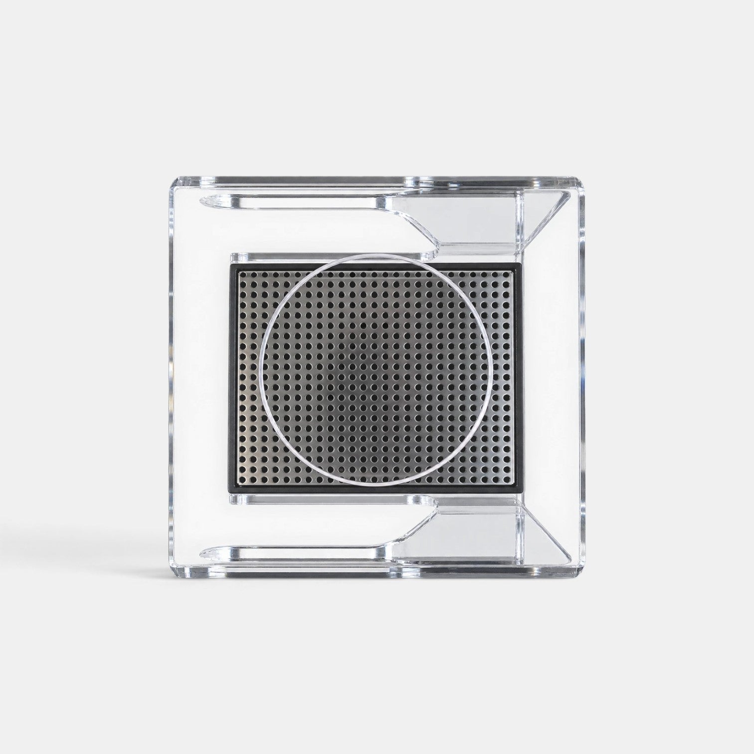 Bootlegger Coffee Hario V60 acrylic drip station pour-over stand with a clear frame and perforated metal base