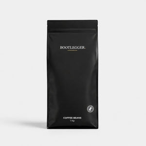 Bootlegger Coffee Colombia Decaf 2kg coffee beans in a matte black stand-up pouch with minimalist branding