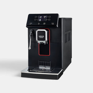 Bootlegger Coffee Gaggia Magenta Plus automatic espresso machine in black with a digital touch interface