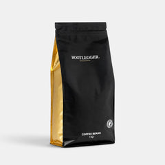 Bootlegger Coffee House Blend 1kg coffee bean bag in black and gold packaging